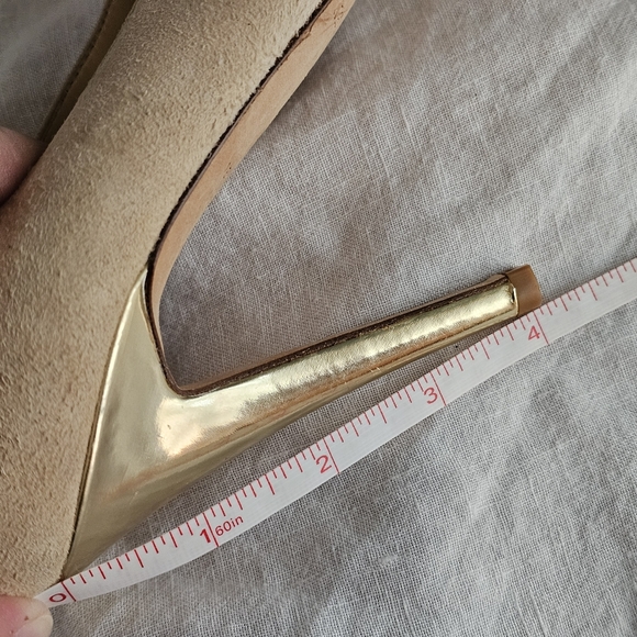 Kate Spade Gold and Tan Suede Heels Sleek Design Size 6.5 - Picture 7 of 7
